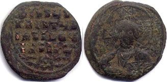 монета Византия Василий II фоллис монета Византия Василий II фоллис