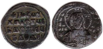 монета Византия Василий II фоллис монета Византия Василий II фоллис