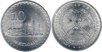 piece Mozambique 10 meticais 1986