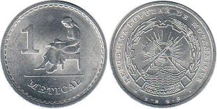 piece Mozambique 1 meticai 1986