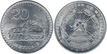 piece Mozambique 20 meticais 1986