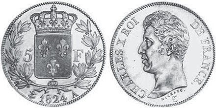 piece France 5 francs 1824