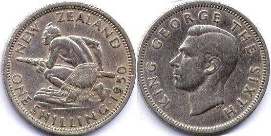 монета Новая Зеландия 1 shilling 1950 монета Новая Зеландия 1 shilling 1950