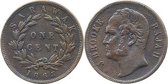 монета Саравак 1 цент 1863 монета Саравак 1 цент 1863