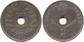 монета Саравак 1 цент 1893 монета Саравак 1 цент 1893