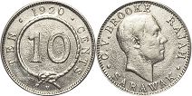 монета Саравак 10 центов 1920 монета Саравак 10 центов 1920