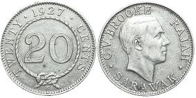 монета Саравак 20 центов 1927 монета Саравак 20 центов 1927