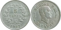 монета Саравак 5 центов 1927 монета Саравак 5 центов 1927