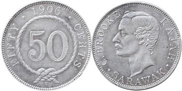 монета Саравак 50 центов 1906 монета Саравак 50 центов 1906