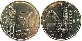 pièce Andorre 50 euro cent 2019