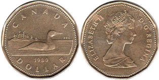 canadian pièce de monnaie Elizabeth II1 dollar 1989 loonie