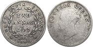 монета Ост-Индская компания 2 анны 1841 монета Ост-Индская компания 2 анны 1841
