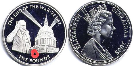 монета Гибралтар 5 фунтов 2005