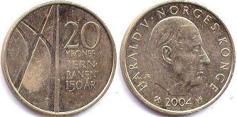 монета Норвегия 20 крон 2004
