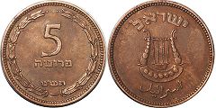 монета Израиль 5 пруто 1949 монета Израиль 5 пруто 1949