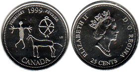 pièce de monnaie canadian commémorative pièce de monnaie 25 cents 1999