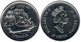 pièce de monnaie canadian commémorative pièce de monnaie 25 cents 1999