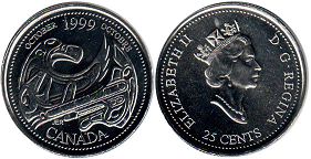 pièce de monnaie canadian commémorative pièce de monnaie 25 cents 1999