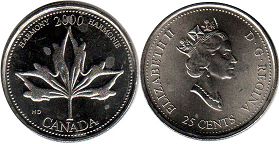 pièce de monnaie canadian commémorative pièce de monnaie 25 cents 2000