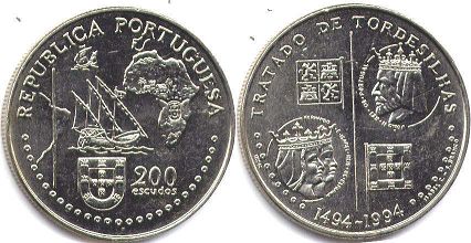 монета Португалия 200 эскудо 1994