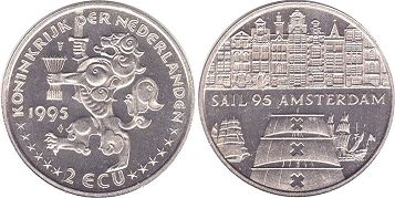 pièce Pays-Bas 2 ecu 1995