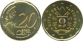 pièce Vatican 20 euro cent 2019