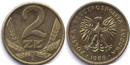 монета Польша 2 злотых 1988