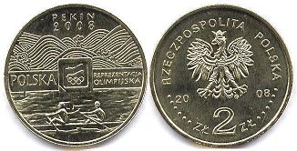 монета Польша 2 злотых 2008