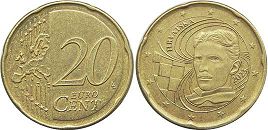 pièce de monnaie Croatie 20 euro cent 2023