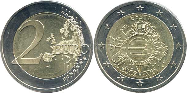 монета Эстония 2 евро 2012 монета Эстония 2 евро 2012