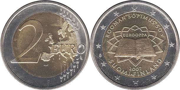 монета Финляндия 2 евро 2009 монета Финляндия 2 евро 2007