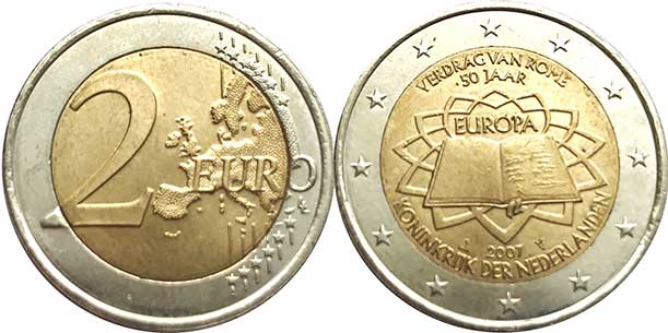 монета Нидерланды 2 евро 2008 монета Нидерланды 2 евро 2007