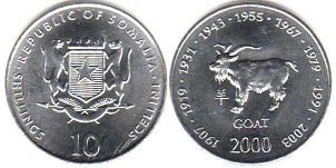 монета Сомали 10 шиллингов 2000