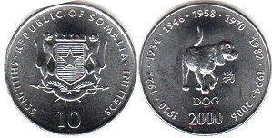 монета Сомали 10 шиллингов 2000