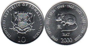 монета Сомали 10 шиллингов 2000