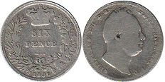 monnaie Grande Bretagne 6 pense 1836