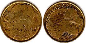 монета Эфиопия 10 центов 2004