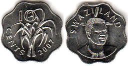 монета Свазиленд 10 центов 2007