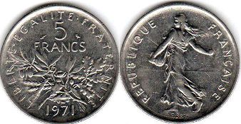 piece France 5 francs 1971