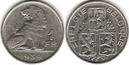 pièce Belgique pièce Belgique 1 franc 1939