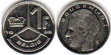 pièce Belgique 1 franc 1989