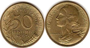 piece France 50 centimes 1963