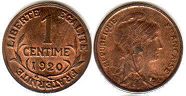 piece France 1 centime 1920