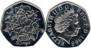 monnaie UK 50 pence 1998