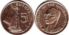 монета Гамбия 5 бутутов 1971 монета Гамбия 5 бутутов 1971