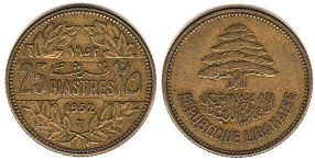 piece Lebanon 25 piastres 1952