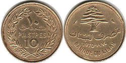 piece Lebanon 10 piastres 1970