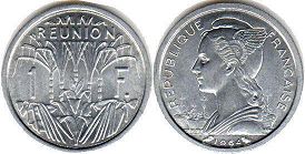 piece Reunion 1francs 1964