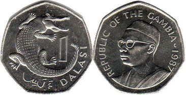 монета Гамбия 1 даласи 1987 монета Гамбия 1 даласи 1987