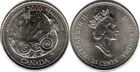 pièce de monnaie canadian commémorative pièce de monnaie 25 cents 2000